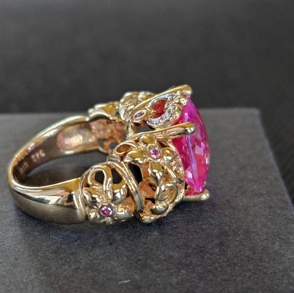 Vintage Technibond Pink Sapphire 💗 14k over Sterling Silver Sz 6! ✨️ - Picture 11 of 15